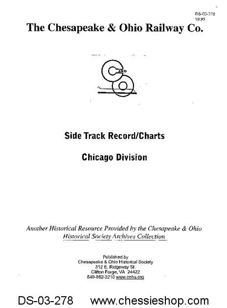 C&O Side Track Chart, Chicago Division
