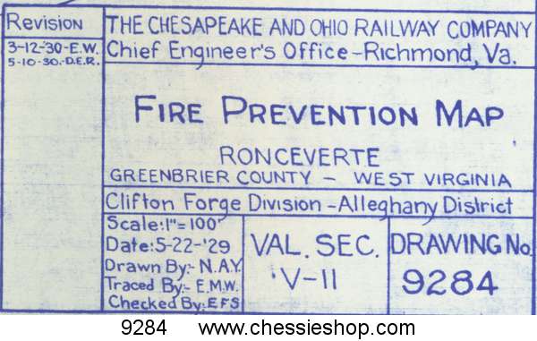 Fire Prevention Map Ronceverte, WV 5/22/29 (12"x 44")