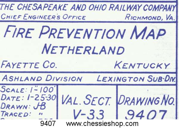 Fire Prevention Map Neatherland Yard Lexington KY 1930 - Click Image to Close