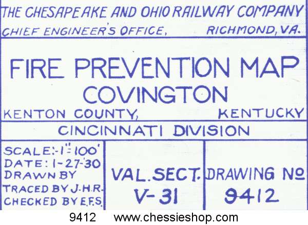 Fire Prevention Map Covington, KY 1/27/30 (12"x17") - Click Image to Close