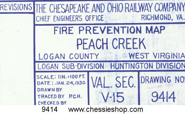 Fire Prevention Map Peach Creek, WV 1/24/30 (12"x37")
