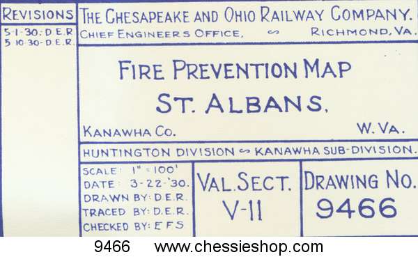 Fire Prevention Map St. Albans, WV 3/22/1930 (12"x60")
