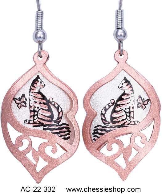 Earrings, Filigree Unique Sitting Cat - Click Image to Close