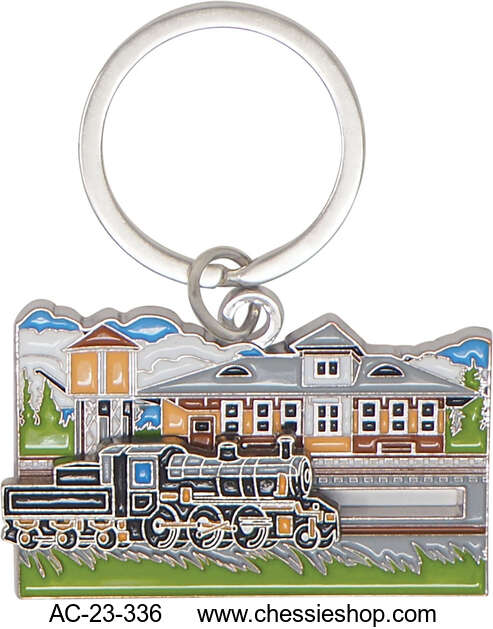 Keychain, Rail Scene with Sliding Steam Locomotive