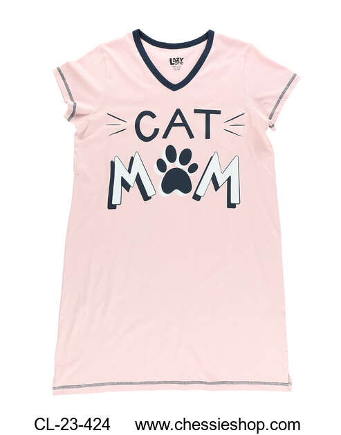 Sleepshirt, Cat Mom, V-Neck