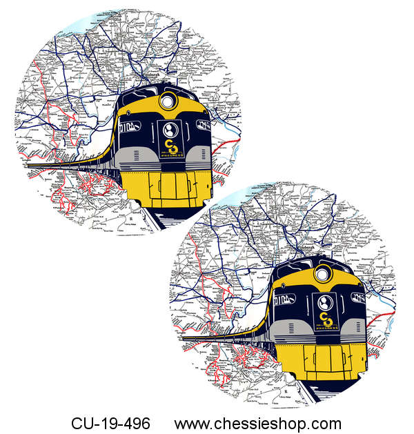 Car Coasters, E8 Passenger Train with Map, (Set of 2)