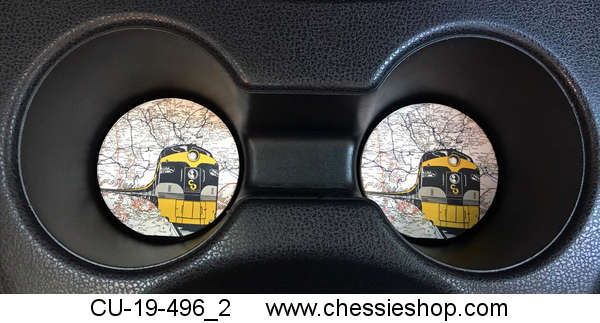 Car Coasters, E8 Passenger Train with Map, (Set of 2)