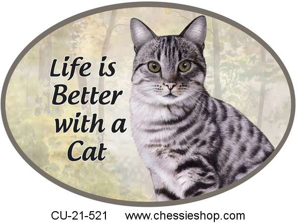 Euro Magnet, Silver Tabby Cat - Click Image to Close
