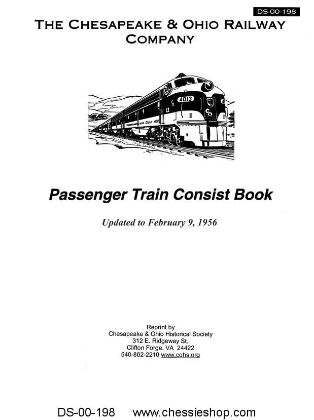 C&O Passenger Train Consist Book (Updated Feb. 1956) - Click Image to Close