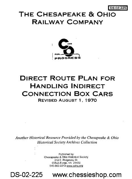 C&O Direct Route Plan for Handling Indirect Connection Box Cars - Click Image to Close