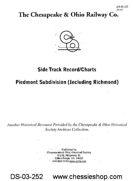 C&O Side Track Record - Piedmont Subdivision