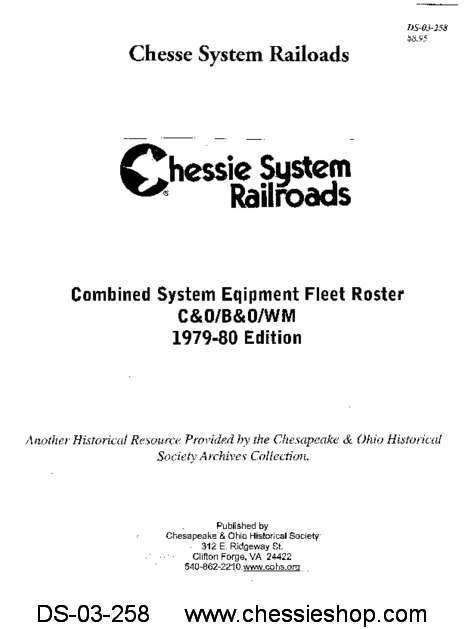 Combined System Equipment Fleet Roster C&O/B&O - Click Image to Close