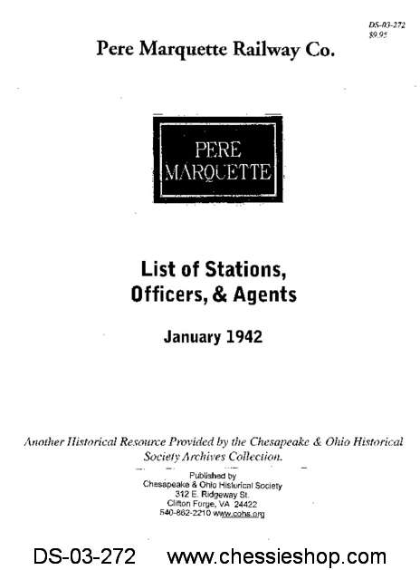 Pere Marquette Railway Co. List of Stations, Officers, & Agents