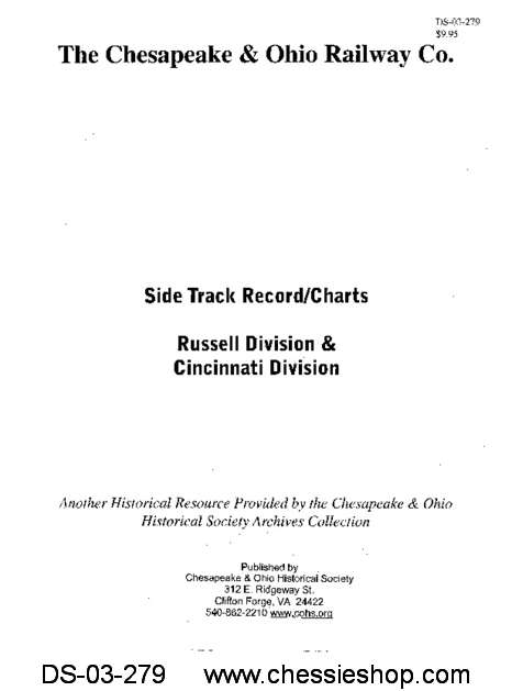 C&O Side Track Chart, Russell/Cincinnati Divisions