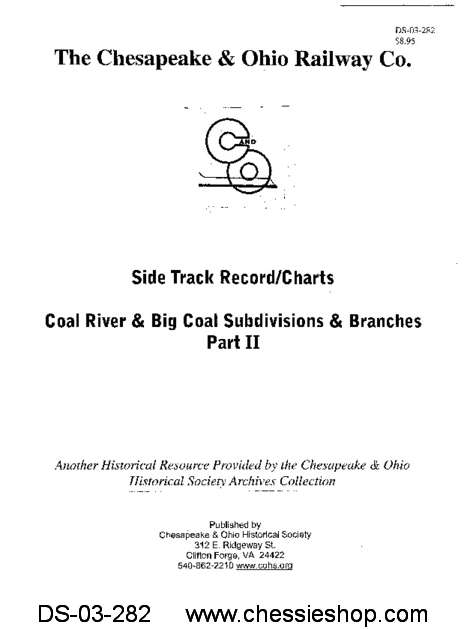 C&O Side Track Chart, Coal River & Big Coal SD - Click Image to Close