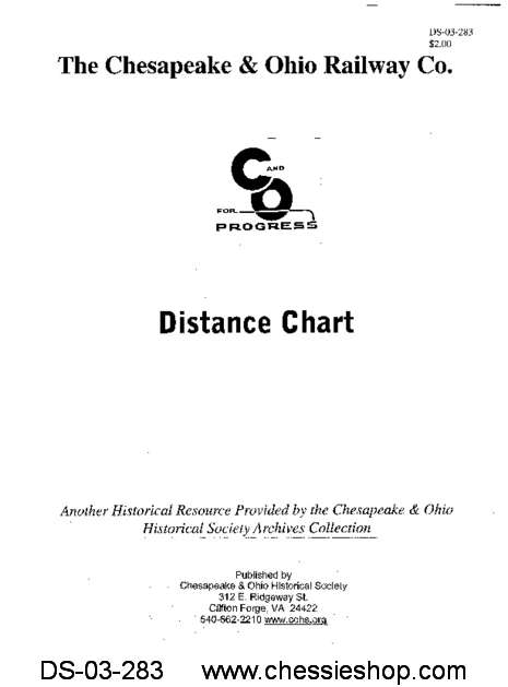 C&O Distance Chart - Click Image to Close