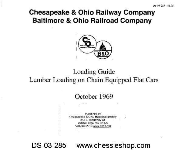 C&O B&O Loading Guide Oct 1969, Lumber Loading on Chain Equipped - Click Image to Close