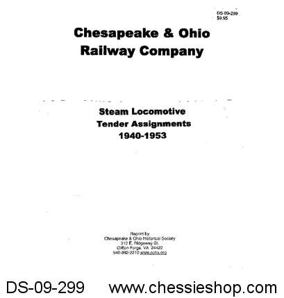 C&O Steam Locomotive Tender Assignments 1940-1953