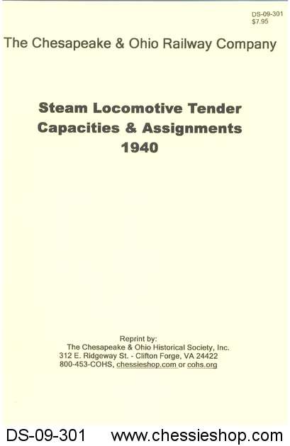 C&O Steam Locomotive Tender Capacities and Assignments