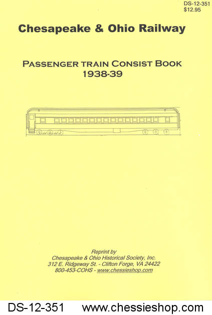 C&O Passenger Train Consist Book - 1938
