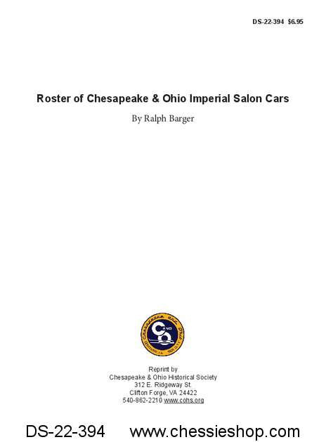 Roster of Chesapeake & Ohio Imperial Salon Cars by Ralph Barger