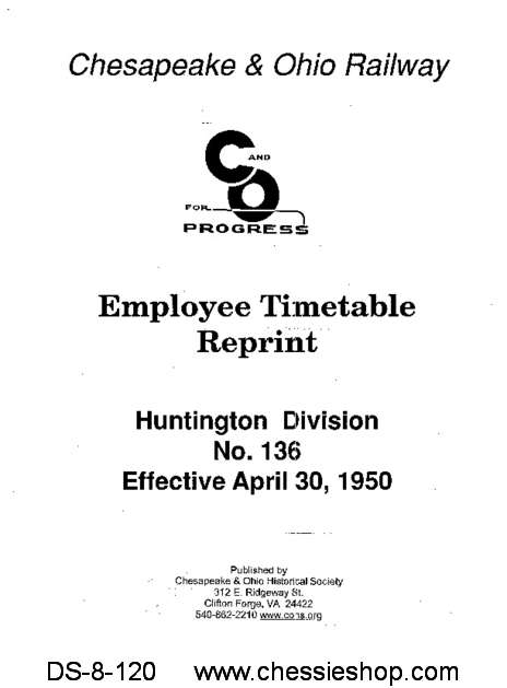 Employee Timetable - Huntington No. 136 (Apr. 1950)