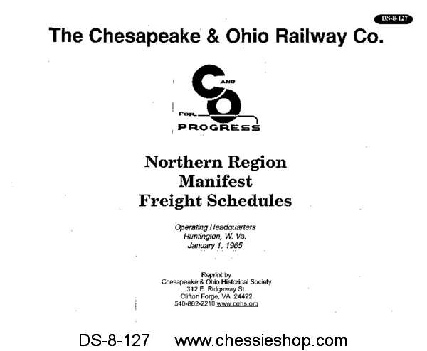 C&O North Region Manifest Freight Schedule, 1965