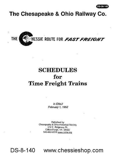 C&O Schedules for Fast Freight Trains - Click Image to Close