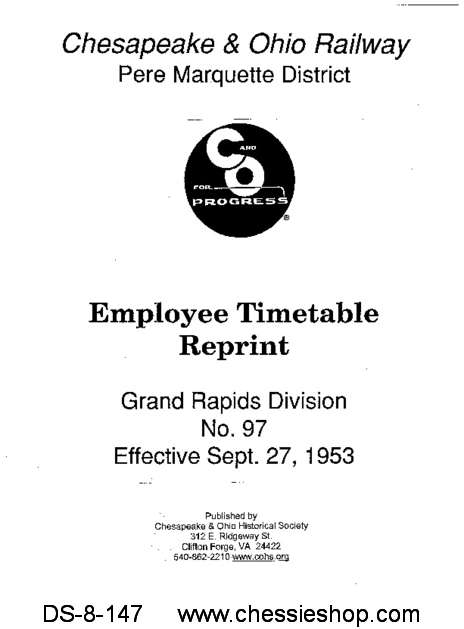 Employee Timetable, Grand Rapids, No. 97 (Sept. 1953) - Click Image to Close