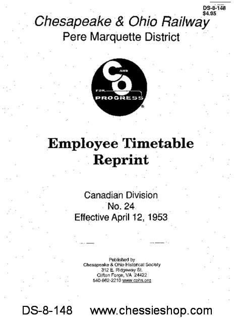 Employee Timetable, Canadian Division, No. 24 (Apr. 1953)