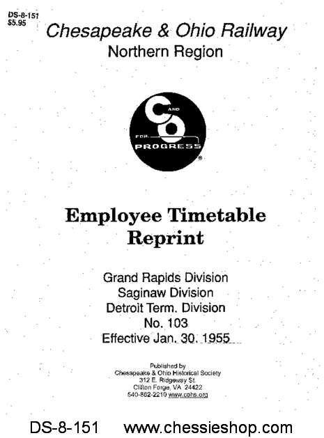 Employee Timetable Northern Region No. 103 (Jan. 1955)