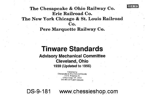 C&O/PM/NKP/Erie Tinware Standards, 1930 - Click Image to Close