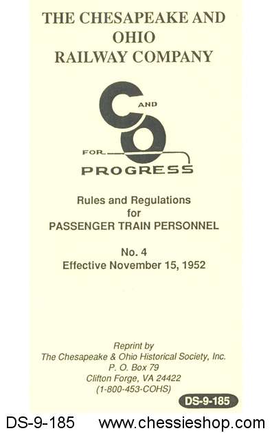 Rules & Regulations for Passenger Train Personnel, 1952
