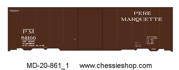 Decals, Pere Marquette Freight Cars, HO Scale
