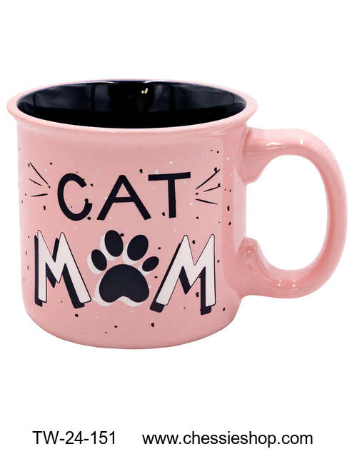 Vintage Camp Mug, Cat Mom