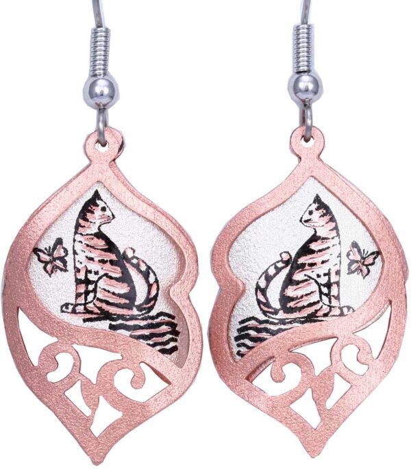 Earrings, Filigree Unique Sitting Cat