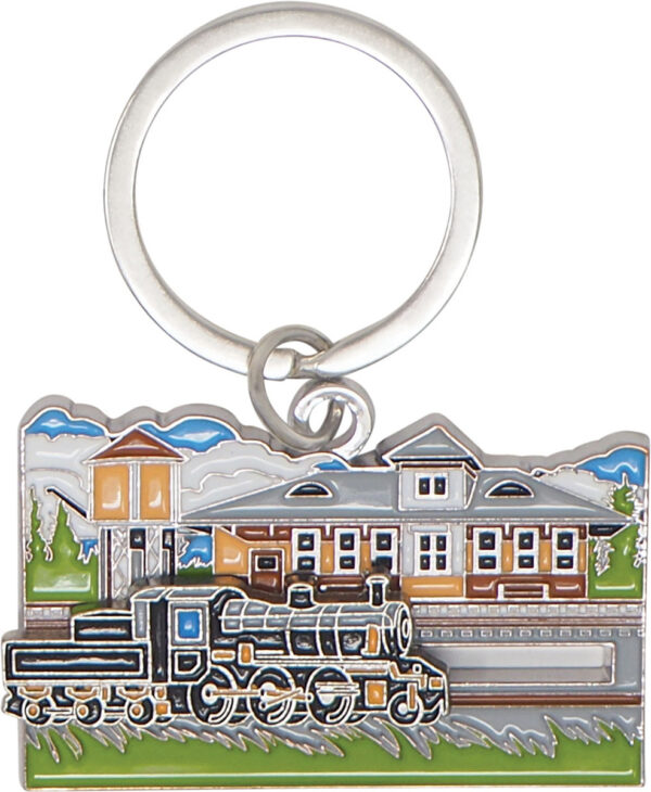 Keychain, Rail Scene with Sliding Steam Locomotive