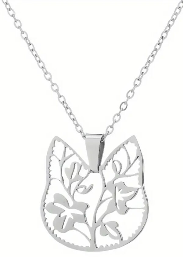 Necklace, Cat,  Flowers & Leaves