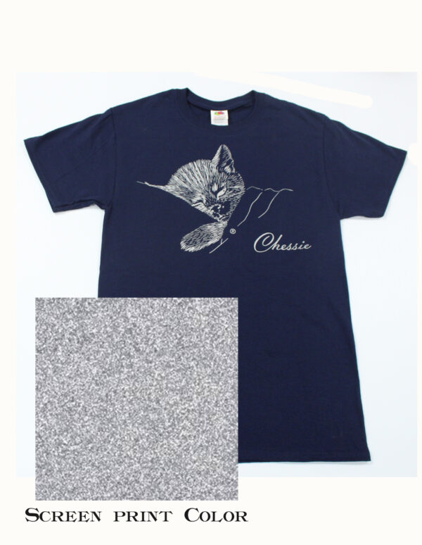 T-Shirt,  Chessie, Liquid Silver on Navy