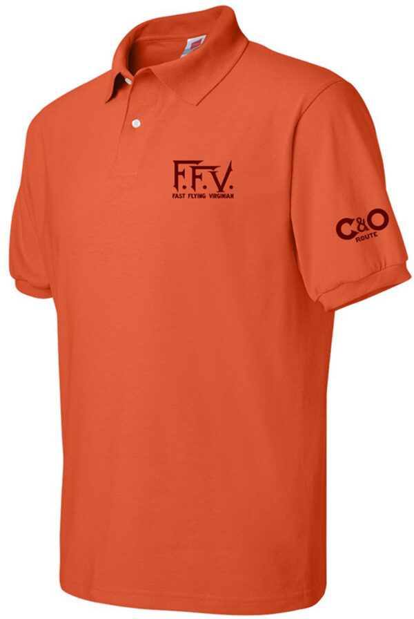 Polo, C&O/F.F.V, Orange with maroon embroidery