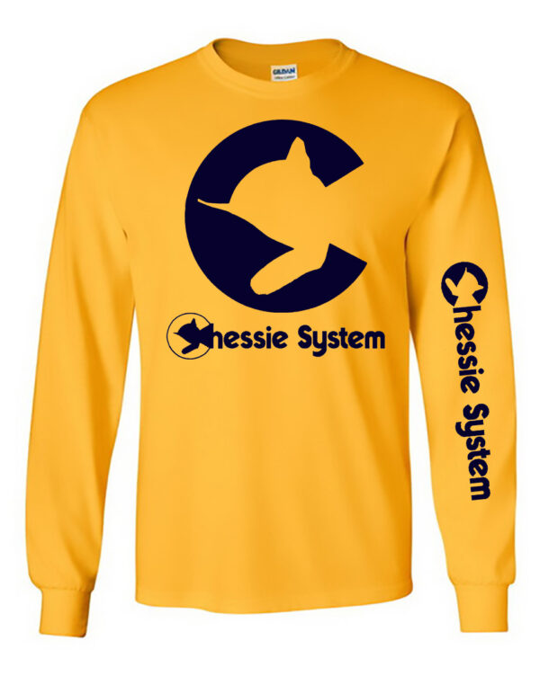 T-Shirt, Long Sleeve, Chessie System, Gold Shirt with Navy Print