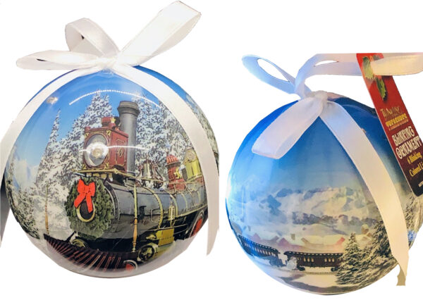 CU-23-566 Ornament, Steam Train,  Twinkling Treasures 3D Blinking Lights, Shatterproof