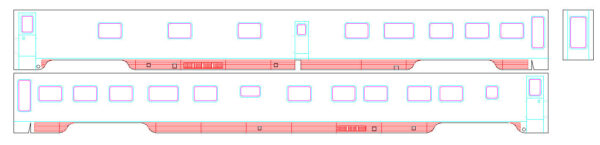 Chessie 29 Car Sides, C&O PS Fluted Side Sleeper Lounge Office Car,  N Scale