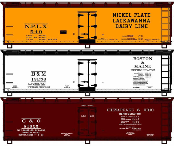 Wood Reefer, Eastern railroad (3 Car set), 40ft, Kit,  HO, Scale by Accurail