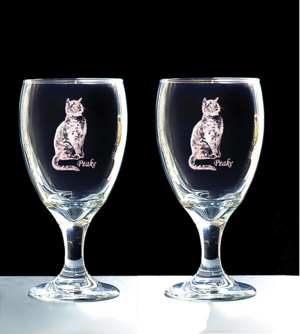 Glasses, Peake Laser Engraved, Ice Tea, Stemmed, 16 oz, Set of Two