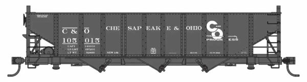 MD-25-961 Hopper, 70-Ton AAR 3-Bay Open Hopper - Ready to Run -- Chesapeake & Ohio, HO Scale