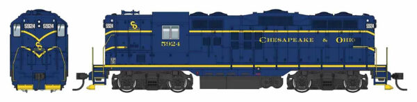 MD-25-963 "PRE-ORDER" EMD GP9 PHASE II WITH HIGH HOOD - STANDARD DC - CHESAPEAKE & OHIO, HO SCALE