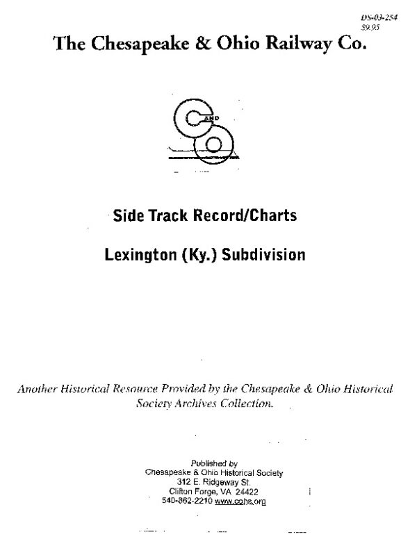 DS-03-254 C&O Side Track Record - Lexington (KY) SD