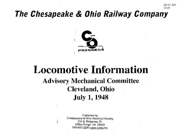 DS-03-264 C&O Locomotive Information 1948