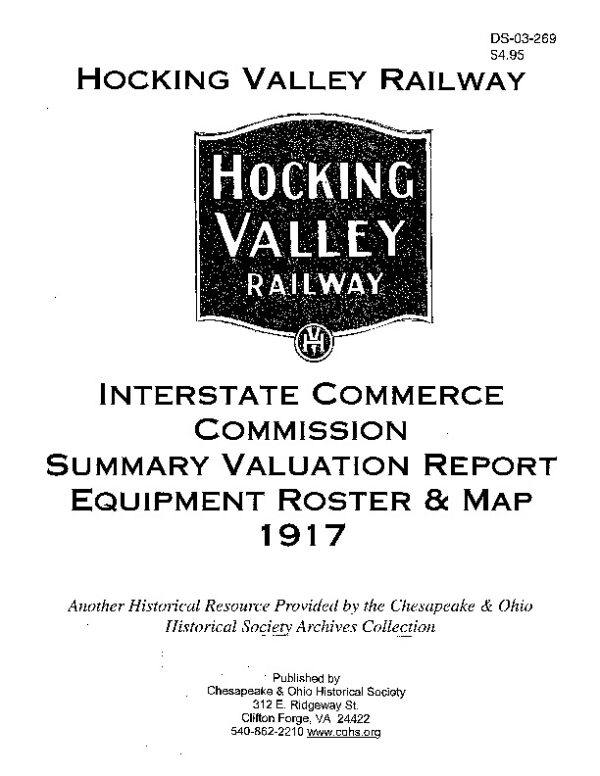 DS-03-269 Hocking Valley Railway: Interstate Commerce Commission Summary Valuation Report 1917